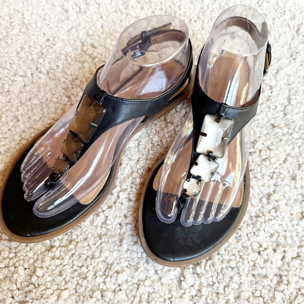 Calvin Klein Ultima Black T Strap Sandals